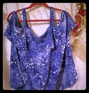 Halston womens cold shoulder blouse